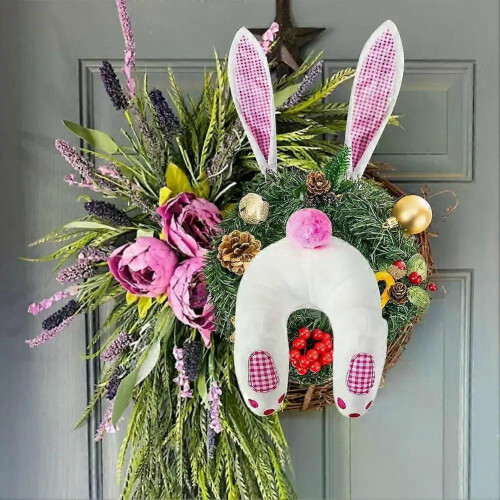 (D) Cute Bunny Butt Wreath Attachment Easter Comic Rabbit Garland Attachmet Spring 2