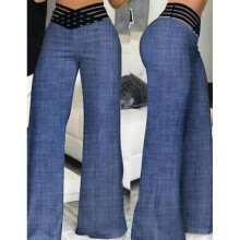 (Black, S) 2023 European & American Women's High Waist Hollow Belt Flared Trousers - Chic & Casual Wide Leg Design
