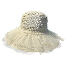 (Pink, One Size) (One Size, White) Women's Woven Sun Hats Outdoor Fashionable Mesh Pearl Wide Brim Sun Protection Beach Hat