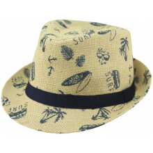 (Blue, L) (Natural Surf, L) Tom Franks Mens Straw Trilby Sun Hat