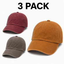 (Maroon, Ladies Adult 58cm) (Ladies Adult 58cm, 3 Pack Assorted) Plain Adjustable Baseball Cap Adults Sun Hat Pack