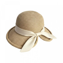 (Black, One Size) (One Size, Ivory) Women's Straw Sun Hats with Bow Ribbon Fashionable Sun Protection Bucket Caps for Outdoor Travel