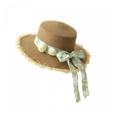 (White, One Size) (One Size, Khaki) Women's Summer Straw Hat Wide Brim Beach Cap Lightweight Sun Hat with Band & Faux Flowers