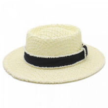 (Black, One Size) (One Size, Ivory) Women Straw Hat, Vintage Wide Brim Sun Hat Lightweight Summer Beach Cap for Casual Daily