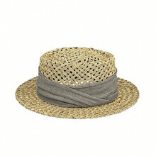(Black, One Size) (One Size, Gray) Women's Classic Straw Boater Hat Flat Top Belted Woven Sun Hat for Beach Party Travel