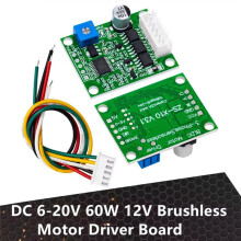 6-20V 60W 12V Brushless Motor Driver Board BLDC Speed Controller 3-Phase Governor Hallless Module with Cable