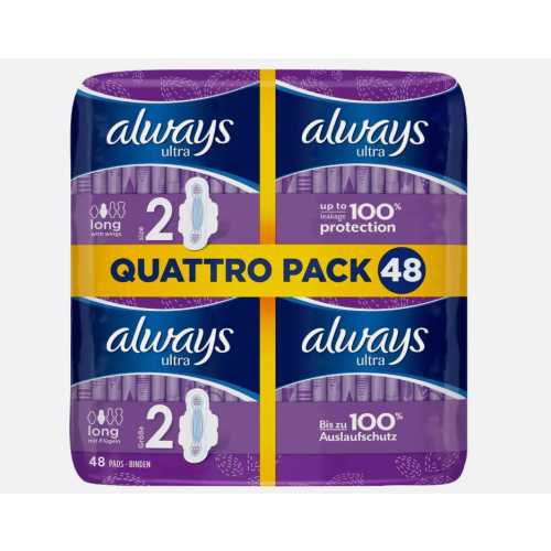Always Ultra Long Sanitary Pads Size 2 48 Pack