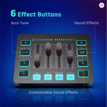 Gaming Audio Mixer,Streaming 4-Channel RGB Mixer with XLR Microphone Interface,for Game Voice,Podcast