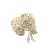 (White, One Size) (One Size, White) Women's Sun Hat Lace Bow Design Bucket Hat Stylish Wide Brim Straw Beach Hat for Outdoor