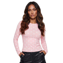 (XL, Pink) Women Basic Fall Tops Casual Cute Dot Print Long Sleeve Shirt for Club Streetwear Aesthetic Clothes