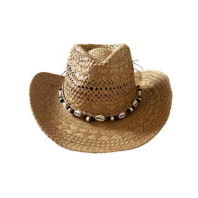 (Khaki, One Size) (One Size, Khaki) Men Women Beach Hat Breathable Cowgirl Straw Hat Stylish Shell Bead Design Wide Brim Sun Hat