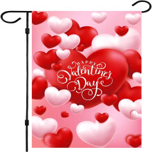 Valentine Flag Red White Love Design 12x18 inch Double-Sided
