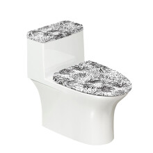 Polyester Toilet Cover Set Black White Animal Print U-Shaped