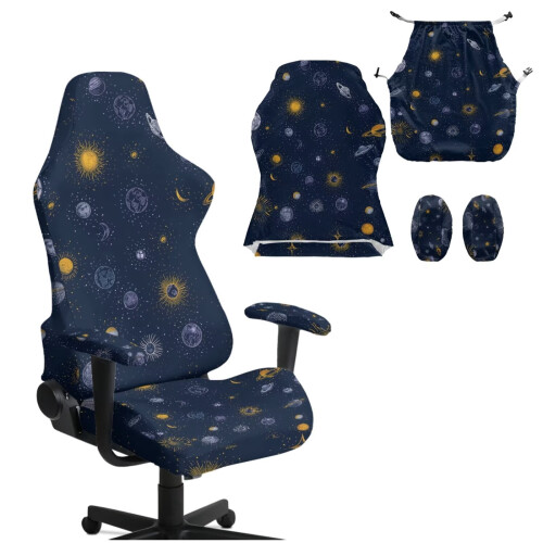 Blue Galaxy Gaming Chair Cover with Armrest Covers