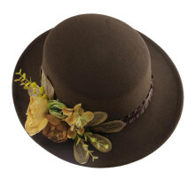(Brown, One Size) (One Size, Brown) Women's Flower Sun Hats Fashionable Elegant Wide Brim Sun Protection Dress Hat for Daily Life, Party, Festival