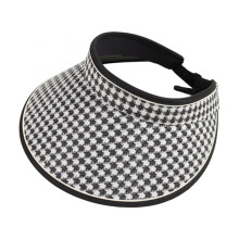 (Black B, One Size) (One Size, Black A) Women Sun Visor Hat, Houndstooth Wide Brim Hollowed Ponytail Hat Golf Tennis Beach Sports Outdoor Sun Hat