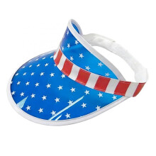 (Blue, S) (S, Multicolor) American USA Flags Visor for Men Stars and Stripes Print Patriotic Hollow Top Sun Hat
