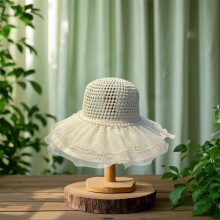 (Beige, One Size) (One Size, White) Women's Woven Sun Hats Outdoor Fashionable Mesh Pearl Wide Brim Sun Protection Beach Hat