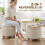 Homcom HOMCOM Round Storage Ottoman with Reversible Lid, Beige 3