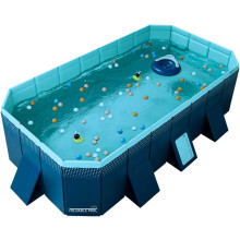 INDUSTEX Foldable Swimming Pool - PVC Garden Paddling Pool, Portable Rectangular Outdoor Pool 253x133x50cm, Easy Assembly