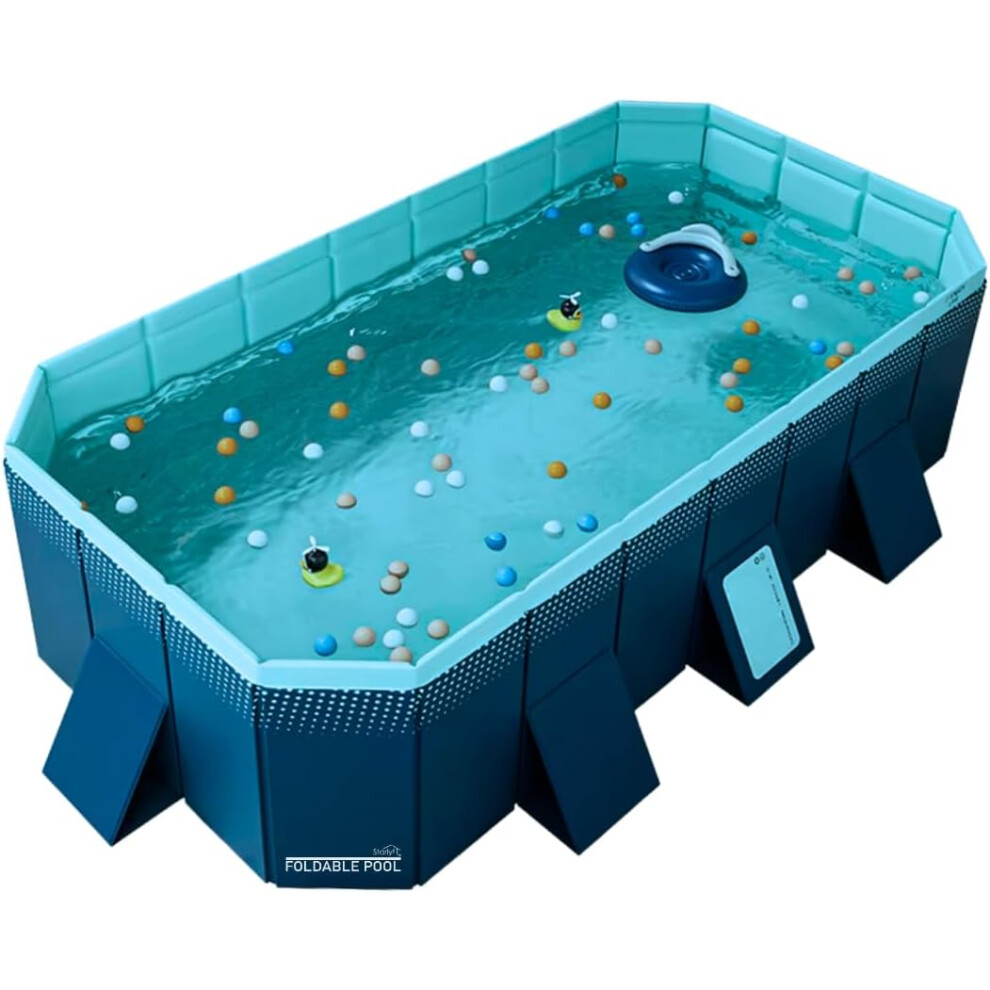 Best Direct Store Industex Foldable Swimming Pool - Pvc Garden Paddling Pool, Portable Rectangular Outdoor Pool 253X133x50cm, Easy Assembly