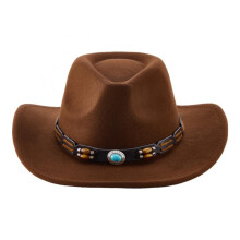 (Red, One Size) (One Size, Coffee) Western Cowboy Hat for Women Men Bohemian Cowgirl Hat with Beads Trim Outdoor Sun Hat