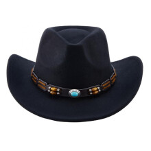 (Army Green, One Size) (One Size, Black) Western Cowboy Hat for Women Men Bohemian Cowgirl Hat with Beads Trim Outdoor Sun Hat