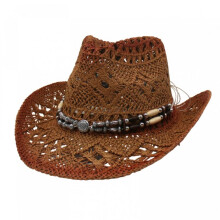 (Colorful, L) (L, Colorful) Cowgirl Hats for Women Men Outdoor Western Hat Wide Brim Straw Sun Hat with Beaded Ropes