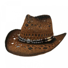 (Orange, L) (L, Orange) Cowgirl Hats for Women Men Outdoor Western Hat Wide Brim Straw Sun Hat with Beaded Ropes
