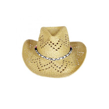 (Khaki, One Size) (One Size, Khaki) Straw Cowgirl Hats for Women Men Classic Western Hats Beach Sun Hats with Rope Decoration