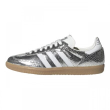 (Silver, EU 37⅓) Samba OG Cracked Metallic Pack Men Women Classic Sneakers Retro Casual Shoes White