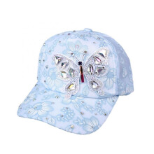(White, One Size) (One Size, Blue) Women's Baseball Cap Stylish Rhinestone Butterfly Flower Adjustable Breathable Wide Brim Sun Hat