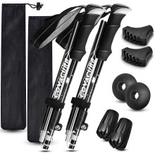 COVACURE Walking Poles - 2 Pack Lightweight Collapsible Walking Sticks for Hiking, Camping & Backpacking- 7075 Aluminum Foam Grip & Padded Strap (Up