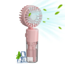 Pouway Portable Hand Fan with Mist Spray, Handheld Misting Fan, with Transparent