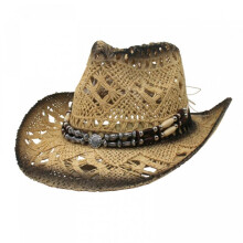 (Yellow, L) (L, Black) Cowgirl Hats for Women Men Outdoor Western Hat Wide Brim Straw Sun Hat with Beaded Ropes