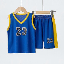 (140cm, blue) Children'S Basketball Suit Boys and Girls Sports Vest Shorts Suit 23rd Handsome Boys and Students Vest Suit