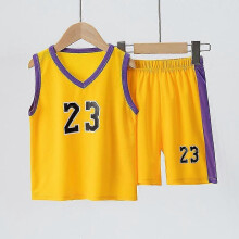 (110cm, yellow) Children'S Basketball Suit Boys and Girls Sports Vest Shorts Suit 23rd Handsome Boys and Students Vest Suit
