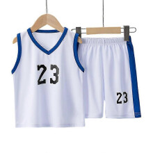 (120cm, white) Children'S Basketball Suit Boys and Girls Sports Vest Shorts Suit 23rd Handsome Boys and Students Vest Suit