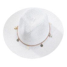 (White, One Size) (One Size, White) Straw Sun Hat for Women and Men Fashionable Wide Brim Sun Protection Panama Caps