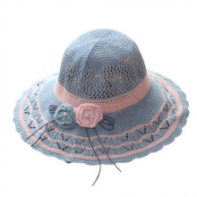 (Khaki, One Size) (One Size, Gray) Women Summer Knit Sun Hat Breathable Crochet Flower Wide Brim Sun Protection Fisherman Cap