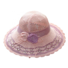 (Gray, One Size) (One Size, Pink) Women Summer Knit Sun Hat Breathable Crochet Flower Wide Brim Sun Protection Fisherman Cap