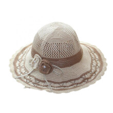 (White, One Size) (One Size, White) Women Summer Knit Sun Hat Breathable Crochet Flower Wide Brim Sun Protection Fisherman Cap