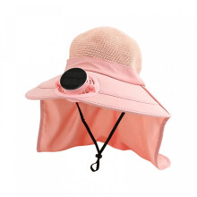 (Pink, XS) (XS, Pink) Adults Wide Brim Sun Hat with Solar Fan UPF Protection Fisherman Hat for Hiking, Outdoor