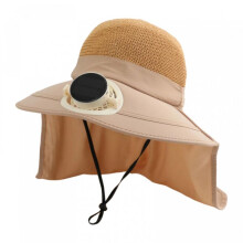 (Khaki, XS) (XS, Khaki) Adults Wide Brim Sun Hat with Solar Fan UPF Protection Fisherman Hat for Hiking, Outdoor