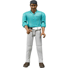 Bruder Toys - Bworld Realistic Medium Skin Tone Man with White Jeans Action Figure has Moveable Limbs and Can Grasp Objects - Ages 4+