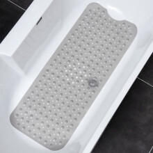 Non-Slip Bath Mat 100 x 40 cm for Bathtubs and Showers, Strong Suction Cups, Grey, Durable PVC