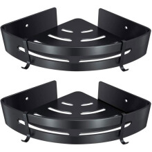 Black Aluminum Corner Shower Shelf Set of 2, Bathroom and Kitchen Storage Rack for Shower Accessories