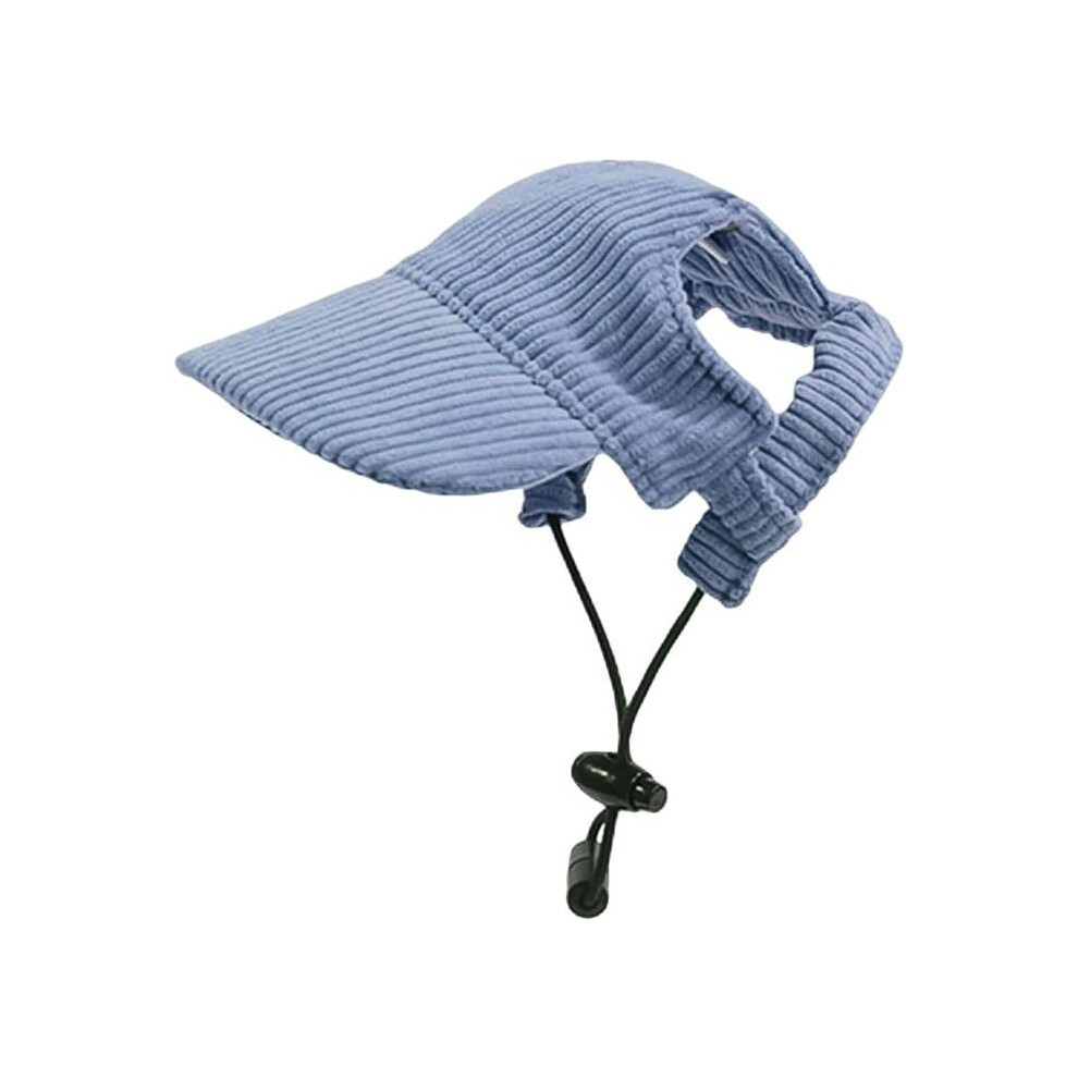 Adjustable Dog Baseball Cap with Ear Holes, Sun Protection Pet Hat for Dogs, Blue, Breathable Summer Accessory
