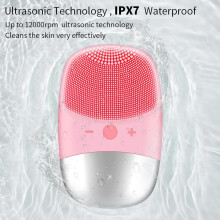 (Blue) Electric Face Cleansing Brush Sonic Facial Cleanser Skin Scrubber Massager - White