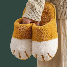 (38-39(23.5-24cm), Grey) Winter Plush Slippers For Women Warm Cute Cat Paw Designer House Fur Indoor Bedroom